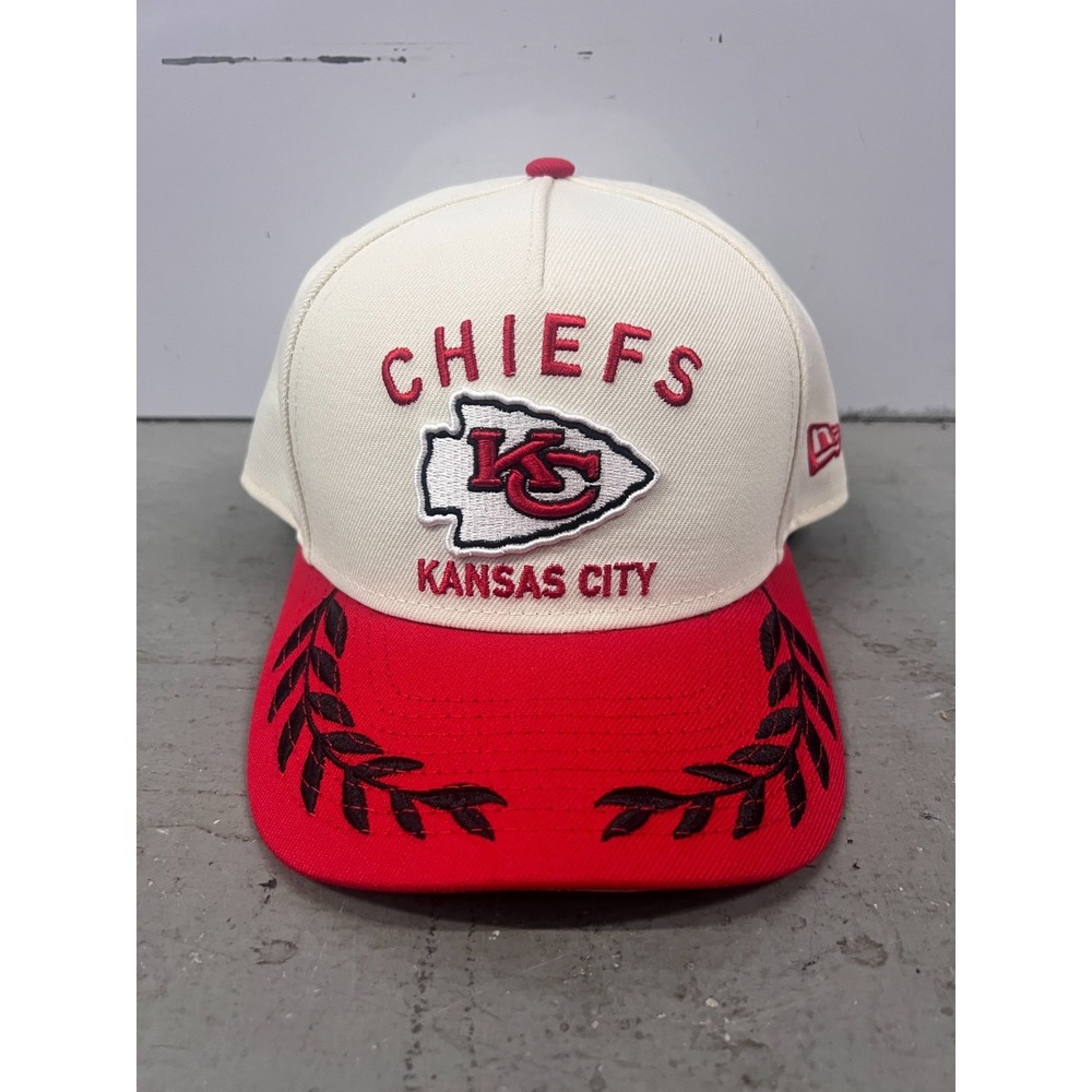 NFL New Era 9FIFTY‎ Snapback Hat Mens Cream Red Kansas City Chiefs Football NWOT